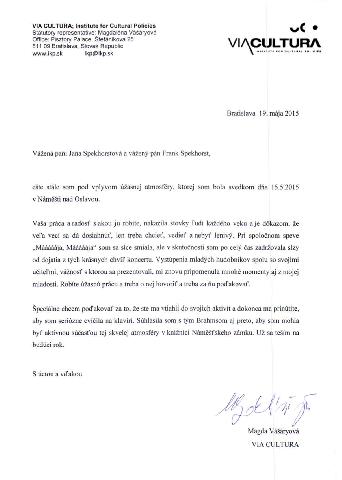 Poděkování od Magdy Vašáryové